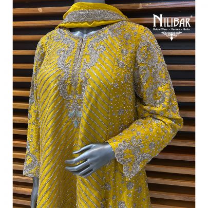 Mustard Yellow Silk Short Anarkali With Salwar Suit