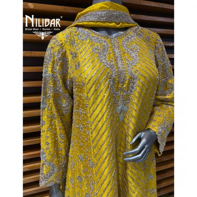 Mustard Yellow Silk Short Anarkali With Salwar Suit