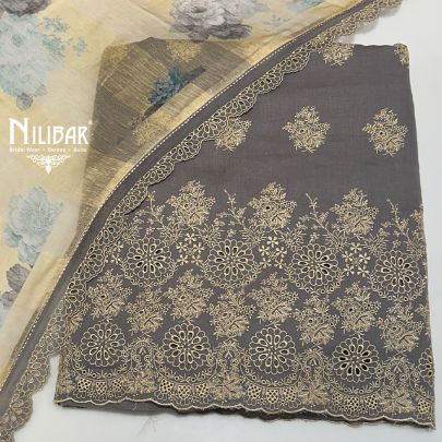 Gray Mul Cotton Unstitched Suit