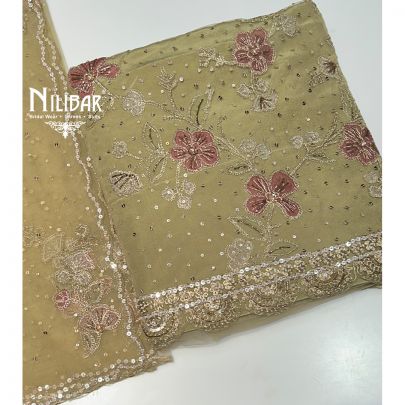 Mehandi Green Net Unstitched Suit