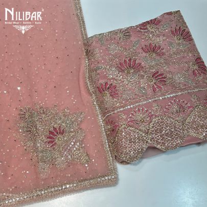 Light Pink Net Unstitched Suit