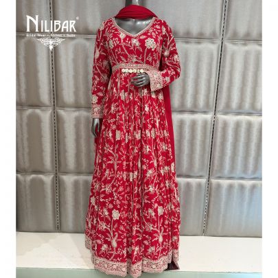Hot Pink Georgette Long Anarkali Suit
