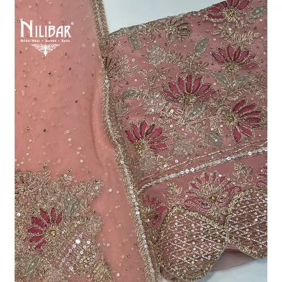 Light Pink Net Unstitched Suit