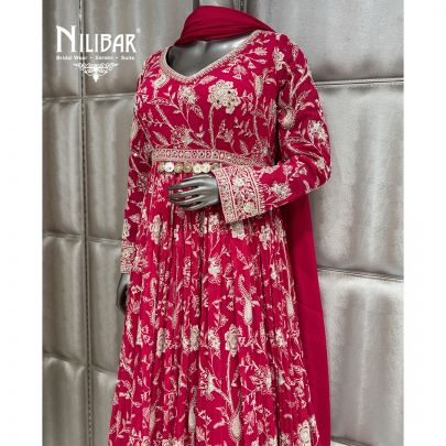 Hot Pink Georgette Long Anarkali Suit