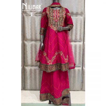 Hot Pink Silk Anarkali Suit