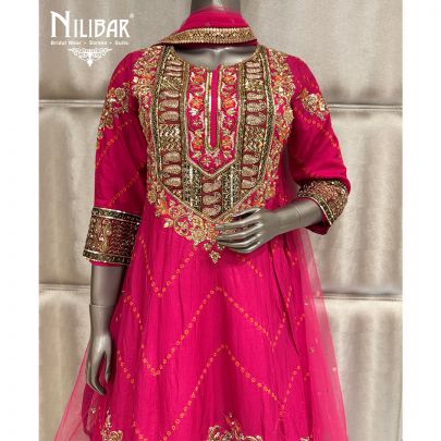 Hot Pink Silk Anarkali Suit