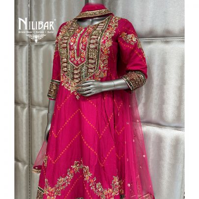 Hot Pink Silk Anarkali Suit