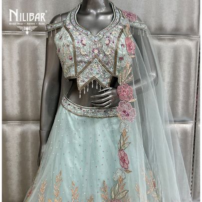 Sky Blue Net Lehenga