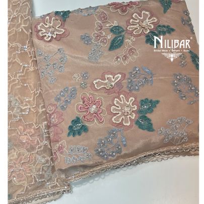 Beige Net Unstitched Suit
