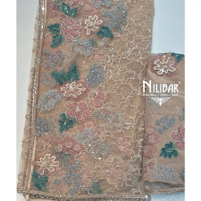 Beige Net Unstitched Suit