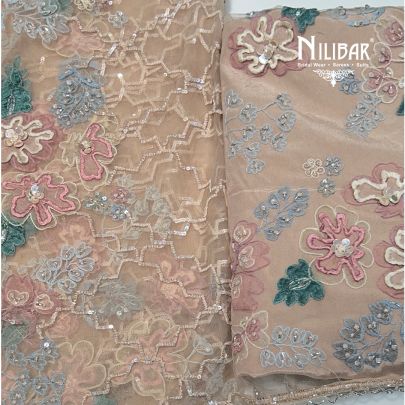 Beige Net Unstitched Suit