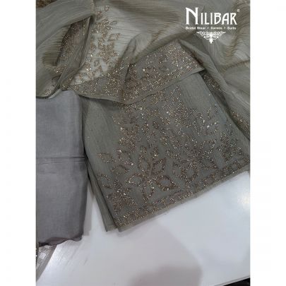 Grey Crush Tissue Unstitched Suit