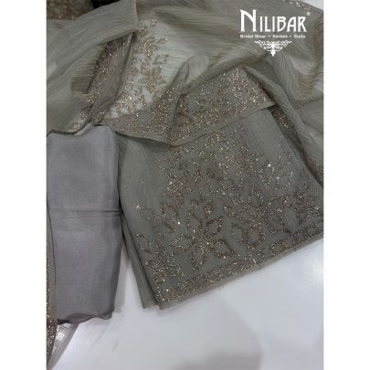 Grey Crush Tissue Unstitched Suit