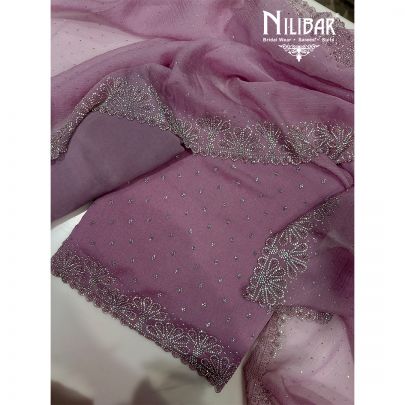 Blush Pink Crepe & Crush Tissue Unstitched Suit