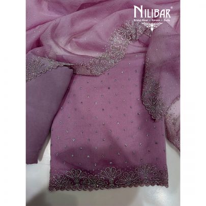 Blush Pink Crepe & Crush Tissue Unstitched Suit