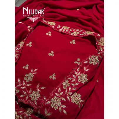 Megenta Pink Velvet Unstitched Suit