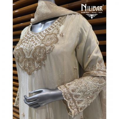 Off White Chanderi Silk Anarkali Suit