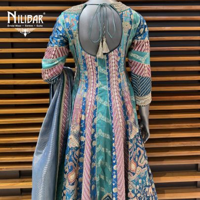 Rama Green Brocade Anarkali Suit