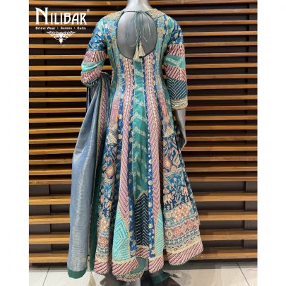 Rama Green Brocade Anarkali Suit