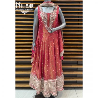 Magenta Chanderi Silk Anarkali Suit