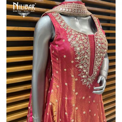 Magenta Chanderi Silk Anarkali Suit