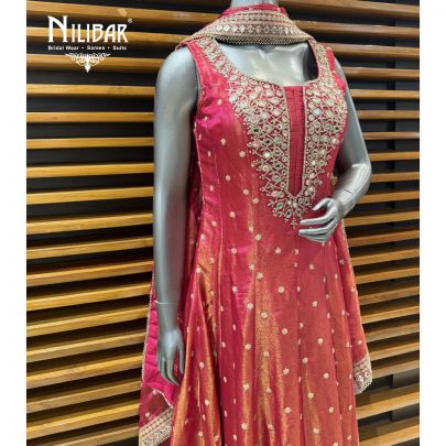 Magenta Chanderi Silk Anarkali Suit