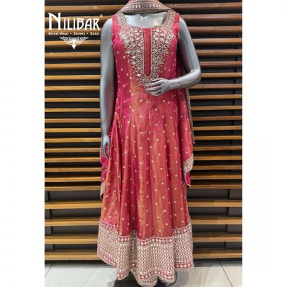 Magenta Chanderi Silk Anarkali Suit