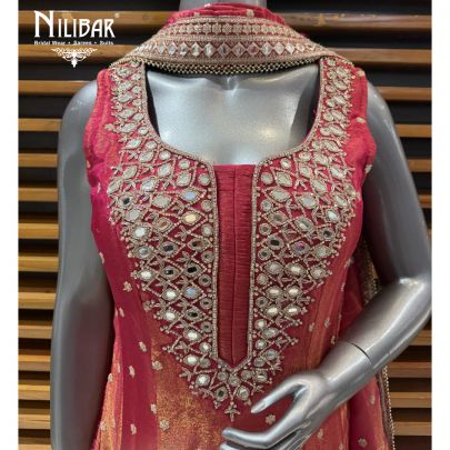 Magenta Chanderi Silk Anarkali Suit