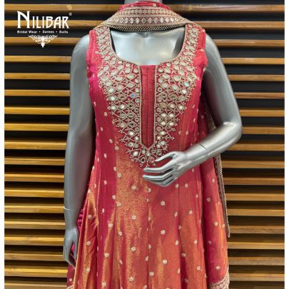 Magenta Chanderi Silk Anarkali Suit