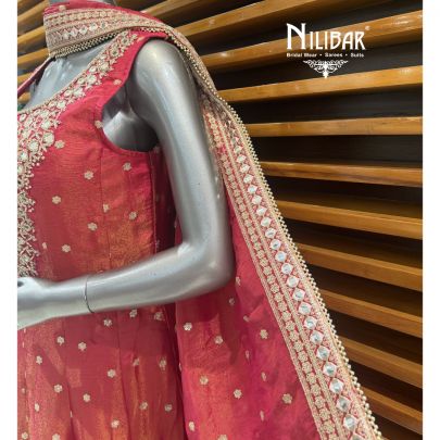 Magenta Chanderi Silk Anarkali Suit
