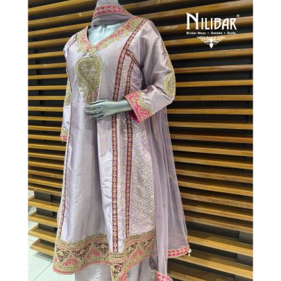 Lavender Silk Anarkali Suit