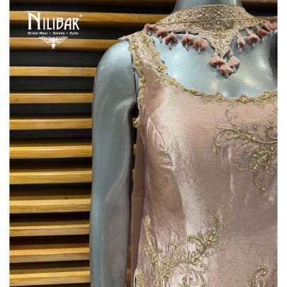 Dull Pink Silk Sharara Suit Set
