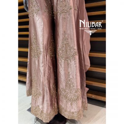 Dull Pink Silk Sharara Suit Set