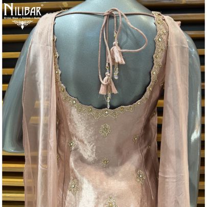 Dull Pink Silk Sharara Suit Set