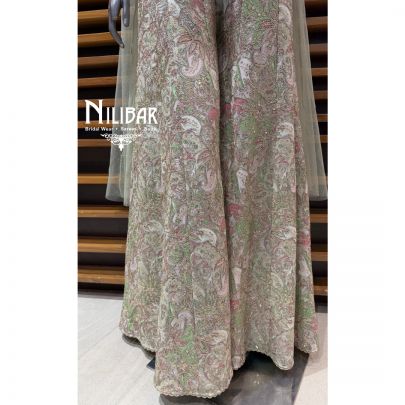 Sea Green Silk Halter Neck Sharara Suit Set