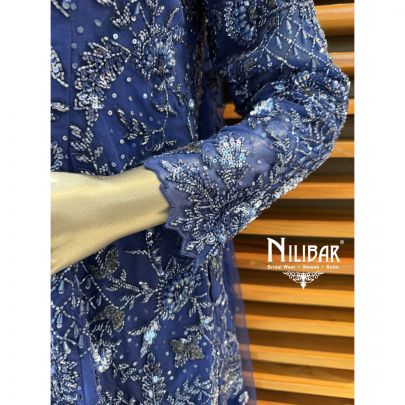 Royal Blue Georgette Embroidered Sharara Suit Set