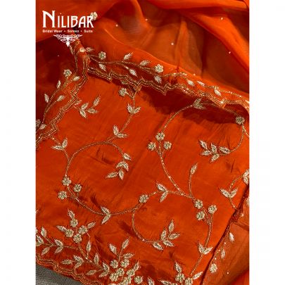 Orange Crepe Unstitched Suit