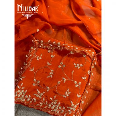 Orange Crepe Unstitched Suit