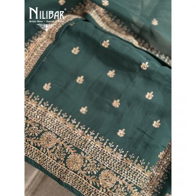 Pine Green Organza Unstitched Suit