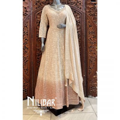 Cream With Brown Georgette Anarkali
