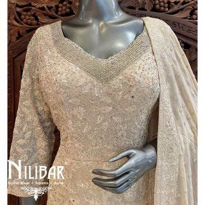 Cream With Brown Georgette Anarkali