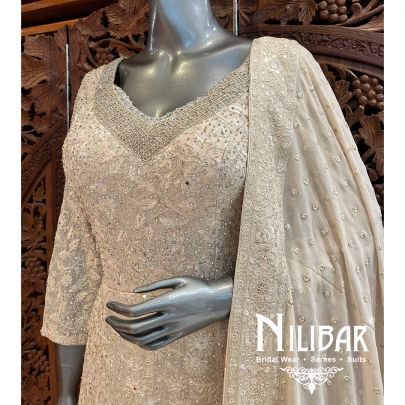 Cream With Brown Georgette Anarkali