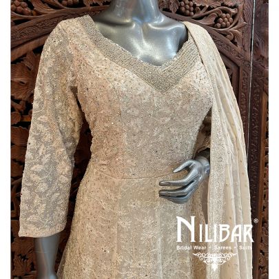Cream With Brown Georgette Anarkali