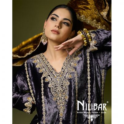 Purple Velvet Dhoti Suit