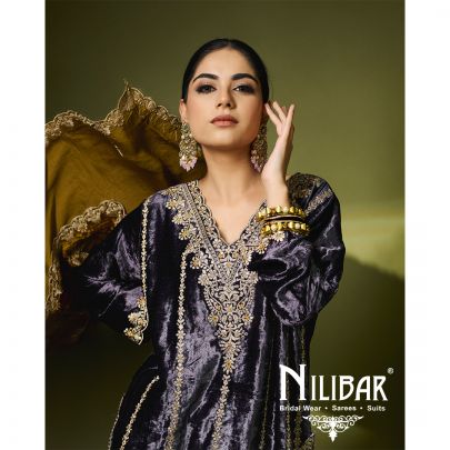 Purple Velvet Dhoti Suit