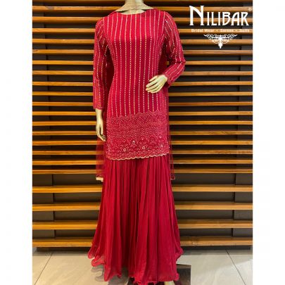 Crimson Red Palazzo Suit