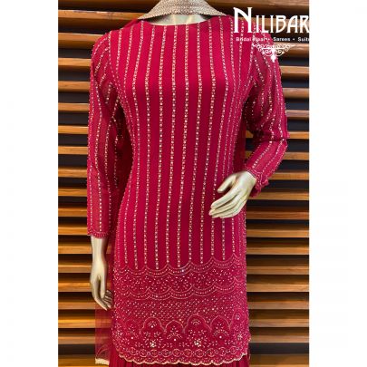 Crimson Red Palazzo Suit