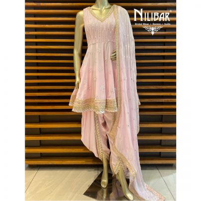 Baby Pink Georgette Dhoti Suit
