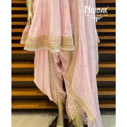 Baby Pink Georgette Dhoti Suit