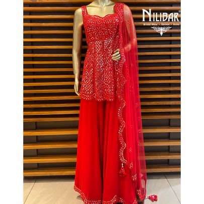 Dark Red Palazzo Suit